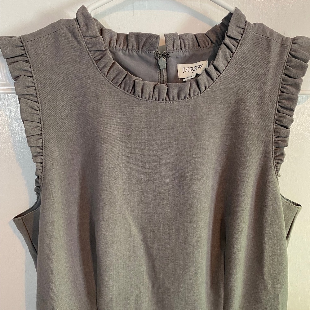 J. Crew Ruffle Detail Sheath Dress NWT - Steel Gray